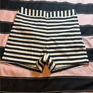 Express Black and White Striped Bike Shorts